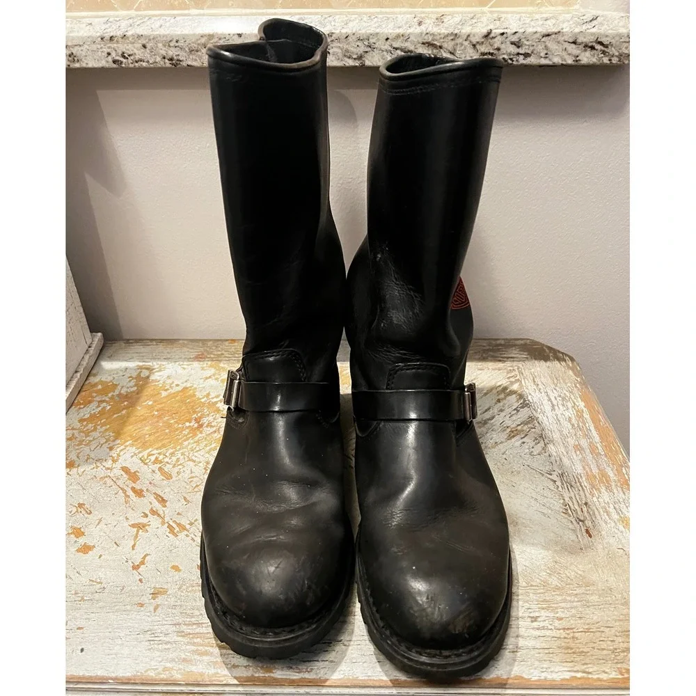 Harley Davidson Mens Black Leather Eagle Engineer Biker Boots 91511 Size 12